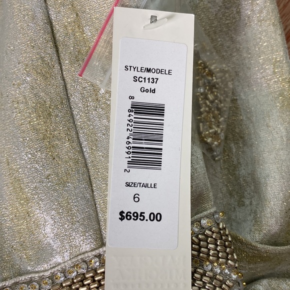 NWT Badgley Mischka Gold & Beaded Cocktail Dress. Size 6 - Picture 4 of 15